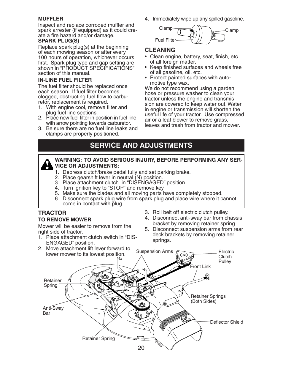 Service and adjustments | Poulan 193008 User Manual | Page 20 / 29