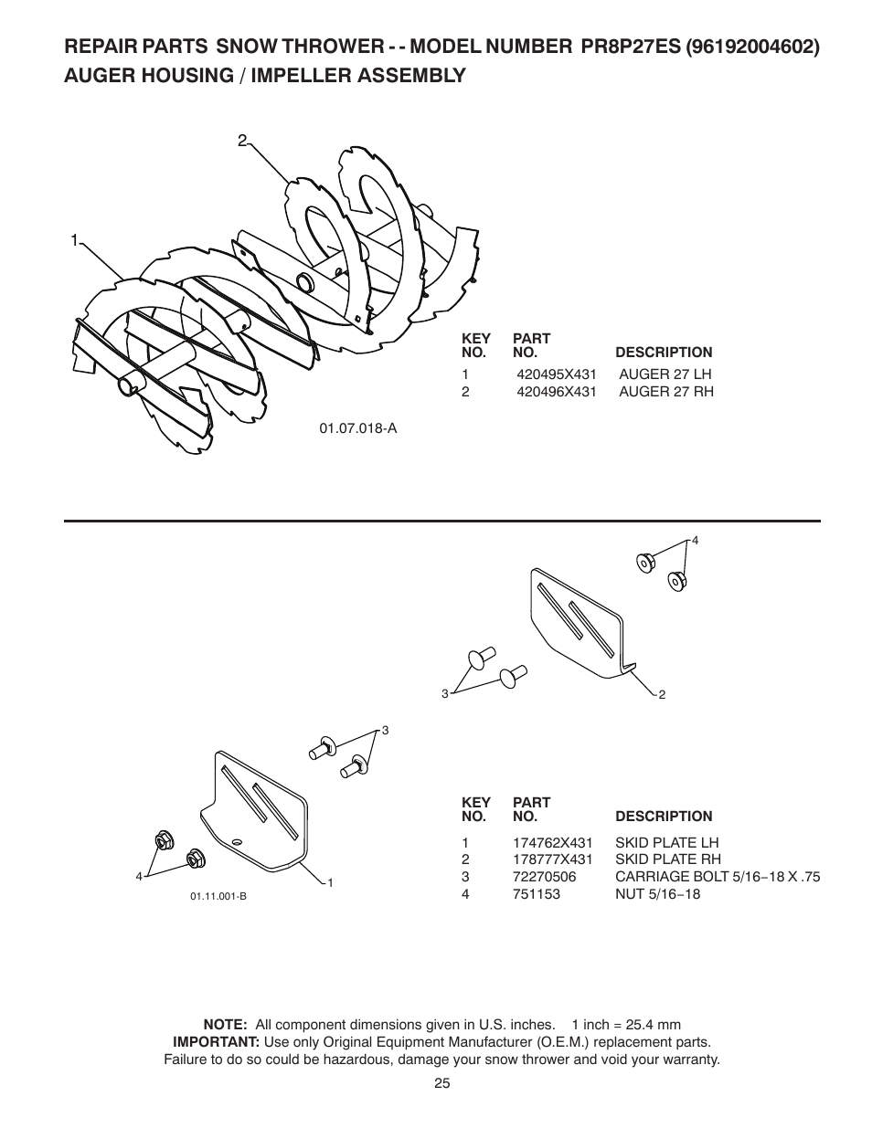 Poulan Pro PR8P27ES SNOW THROWER User Manual | Page 25 / 44