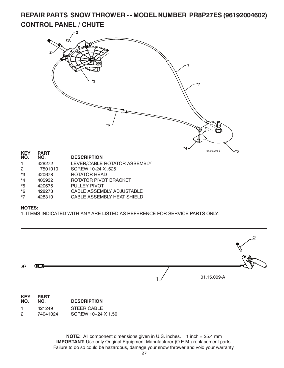 Poulan Pro PR8P27ES SNOW THROWER User Manual | Page 27 / 44