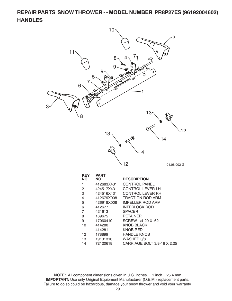 Poulan Pro PR8P27ES SNOW THROWER User Manual | Page 29 / 44
