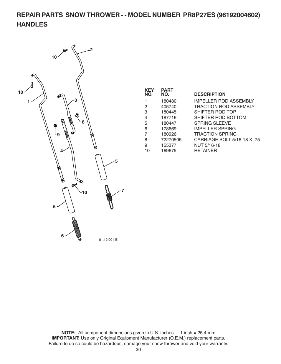 Poulan Pro PR8P27ES SNOW THROWER User Manual | Page 30 / 44