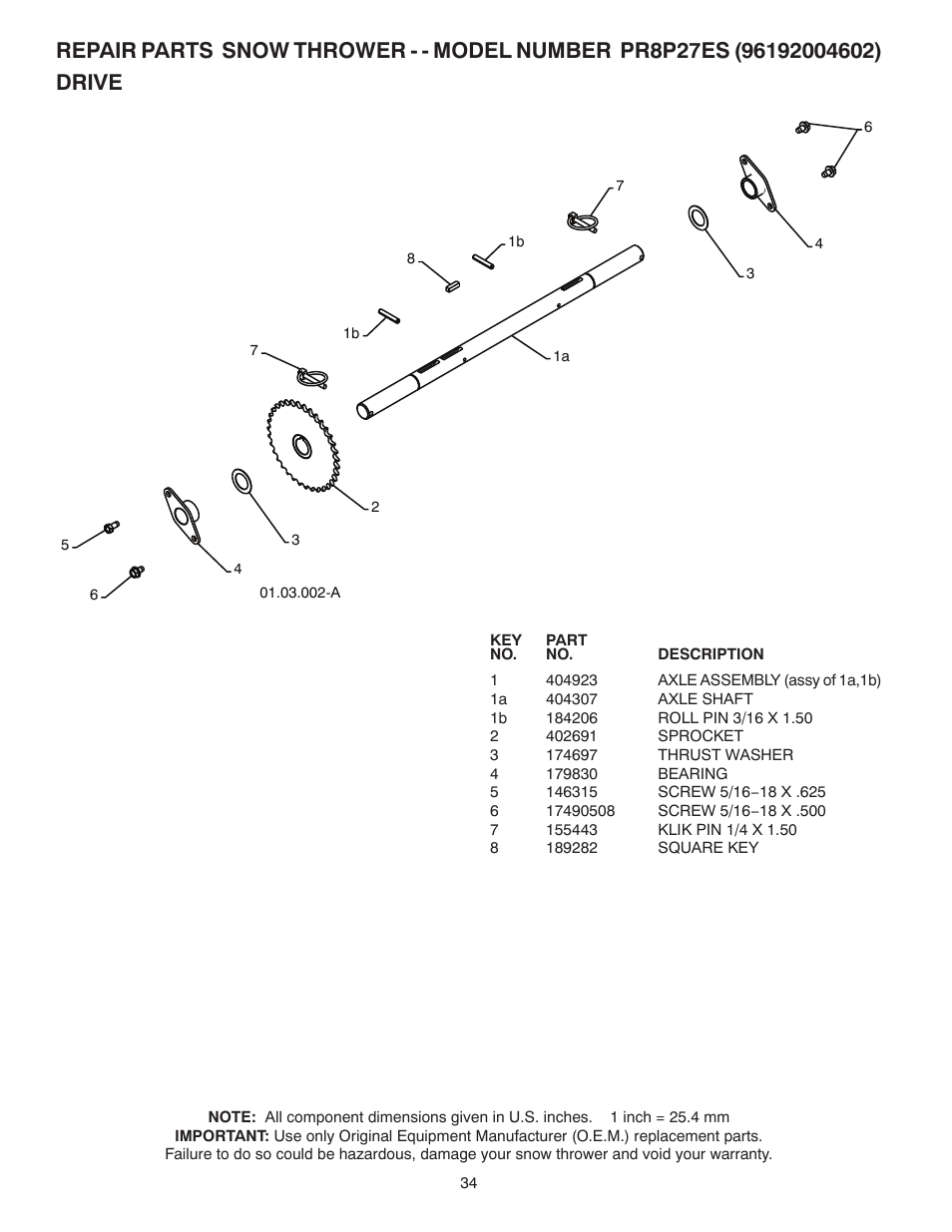 Poulan Pro PR8P27ES SNOW THROWER User Manual | Page 34 / 44