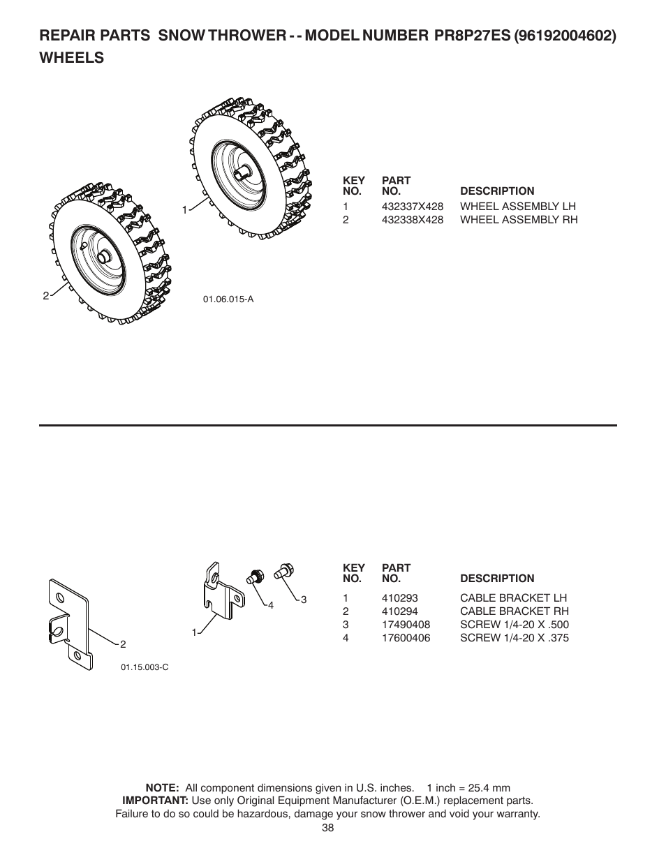 Poulan Pro PR8P27ES SNOW THROWER User Manual | Page 38 / 44