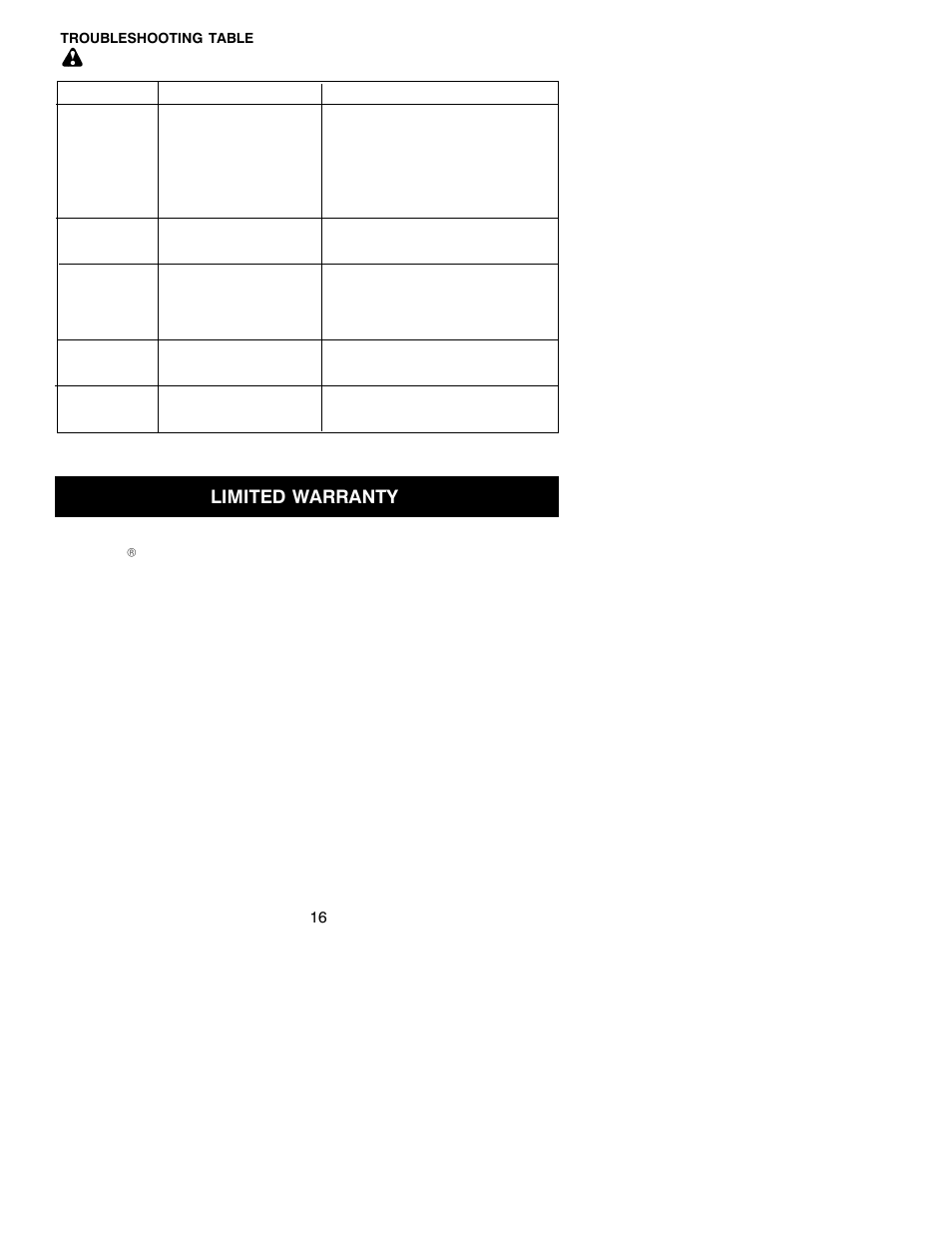 Limited warranty | Poulan 2003-06 User Manual | Page 16 / 18