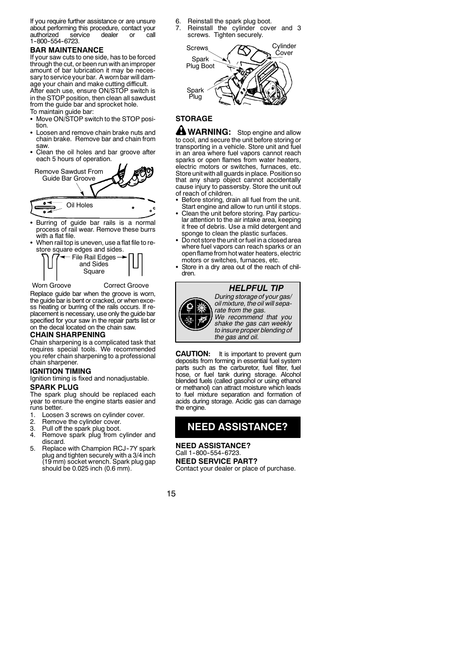 Need assistance, Warning, Helpful tip | Poulan 545123582 User Manual | Page 15 / 18