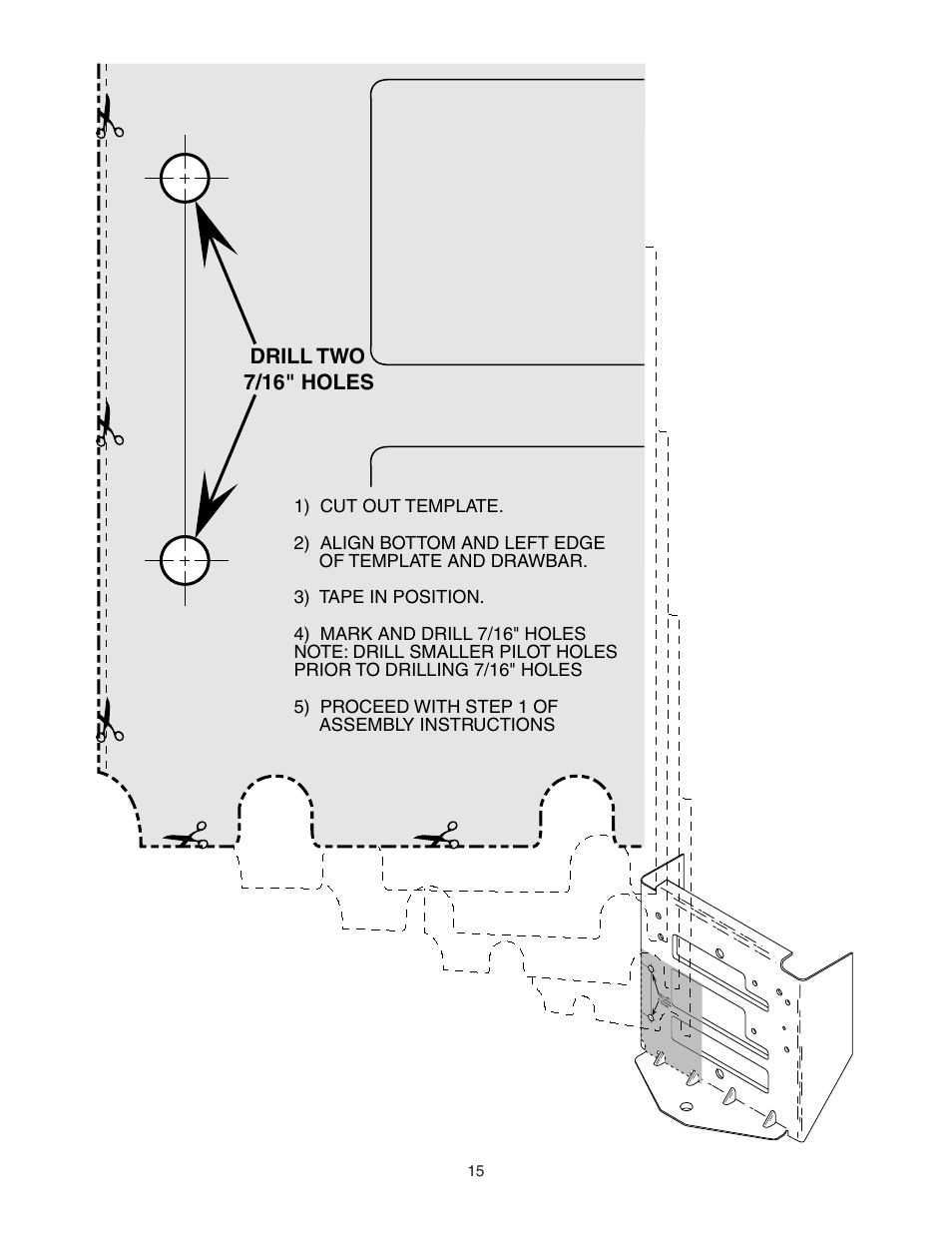 Drill two 7/16" holes | Poulan C342B User Manual | Page 15 / 19