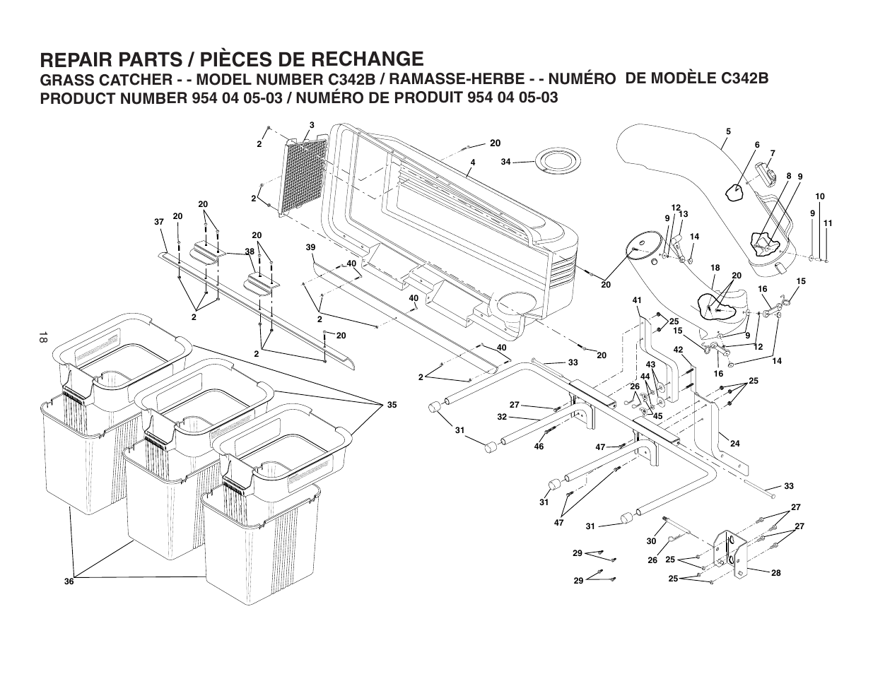 Repair parts / pièces de rechange | Poulan C342B User Manual | Page 18 / 19