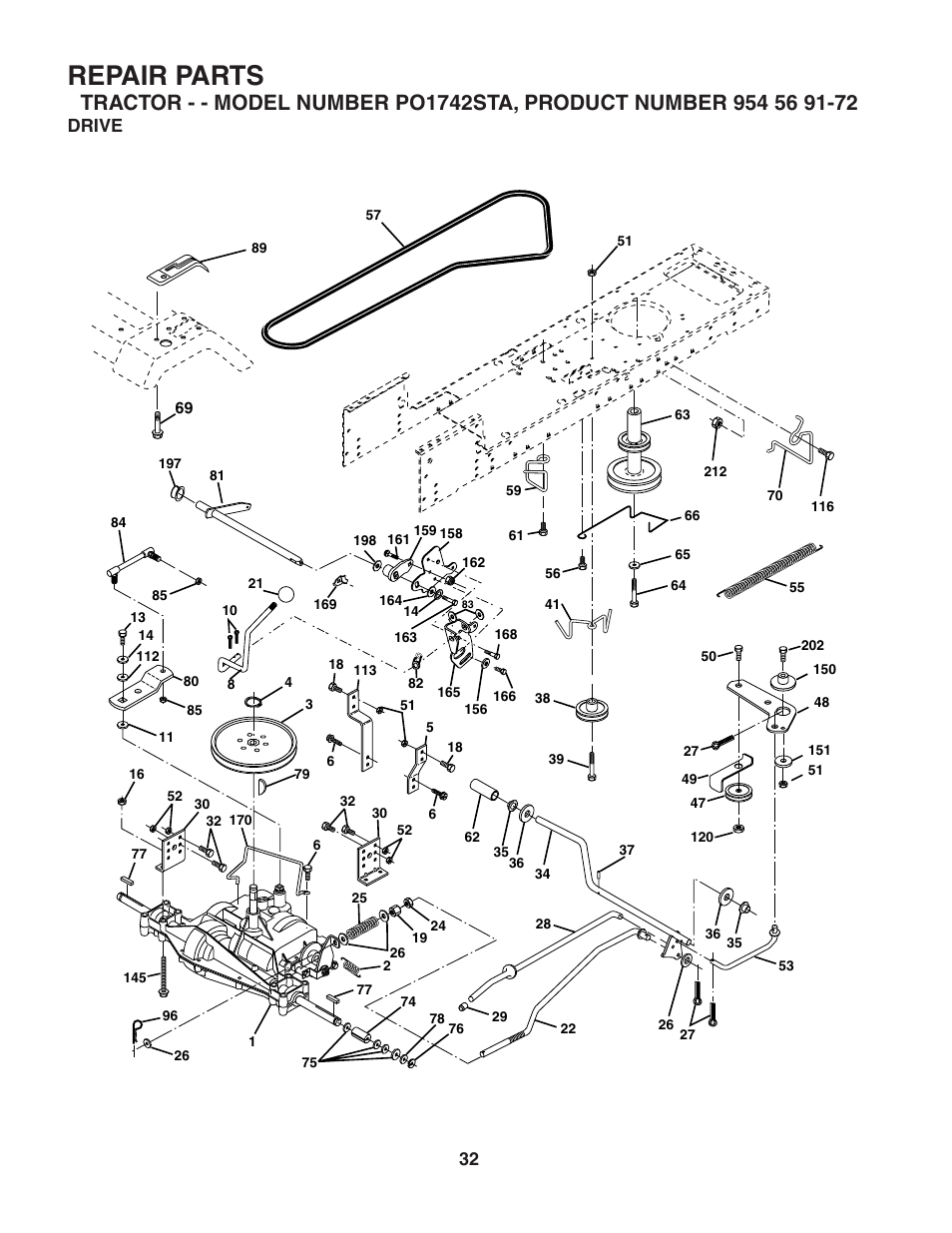 Repair parts, Drive | Poulan 184210 User Manual | Page 32 / 48