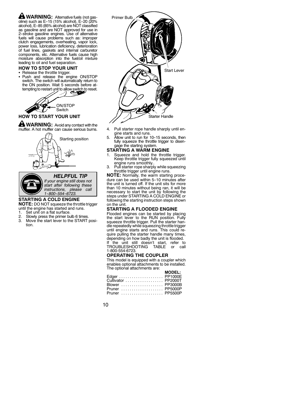 10 warning, Warning, Helpful tip | Poulan Pro PP325 User Manual | Page 10 / 21