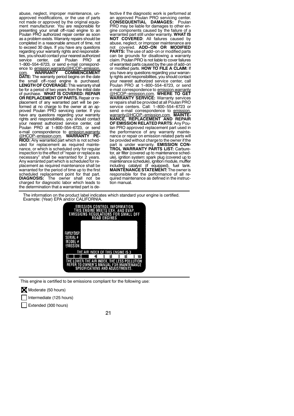 Poulan Pro PP325 User Manual | Page 21 / 21