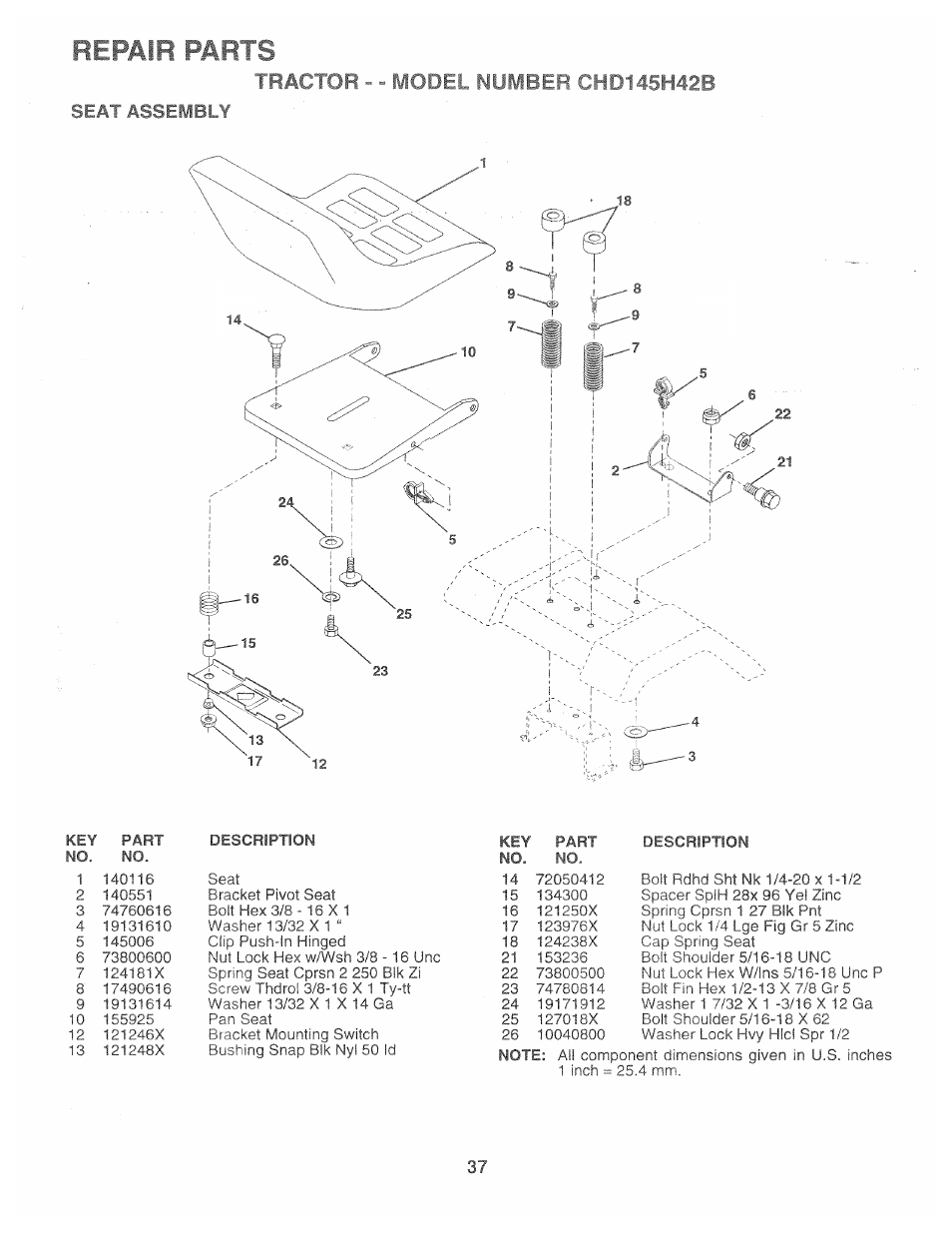 Repair parts, Tractor, R42b | Poulan 160886 User Manual | Page 35 / 46