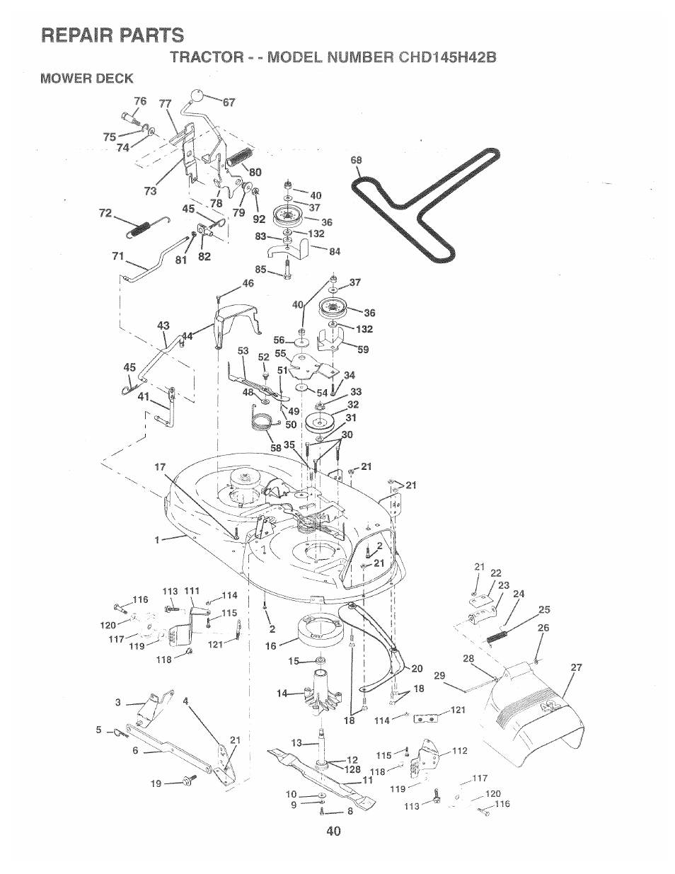 Repair parts, Tractor —if^ ‘ •.ho-^5h42b | Poulan 160886 User Manual | Page 38 / 46