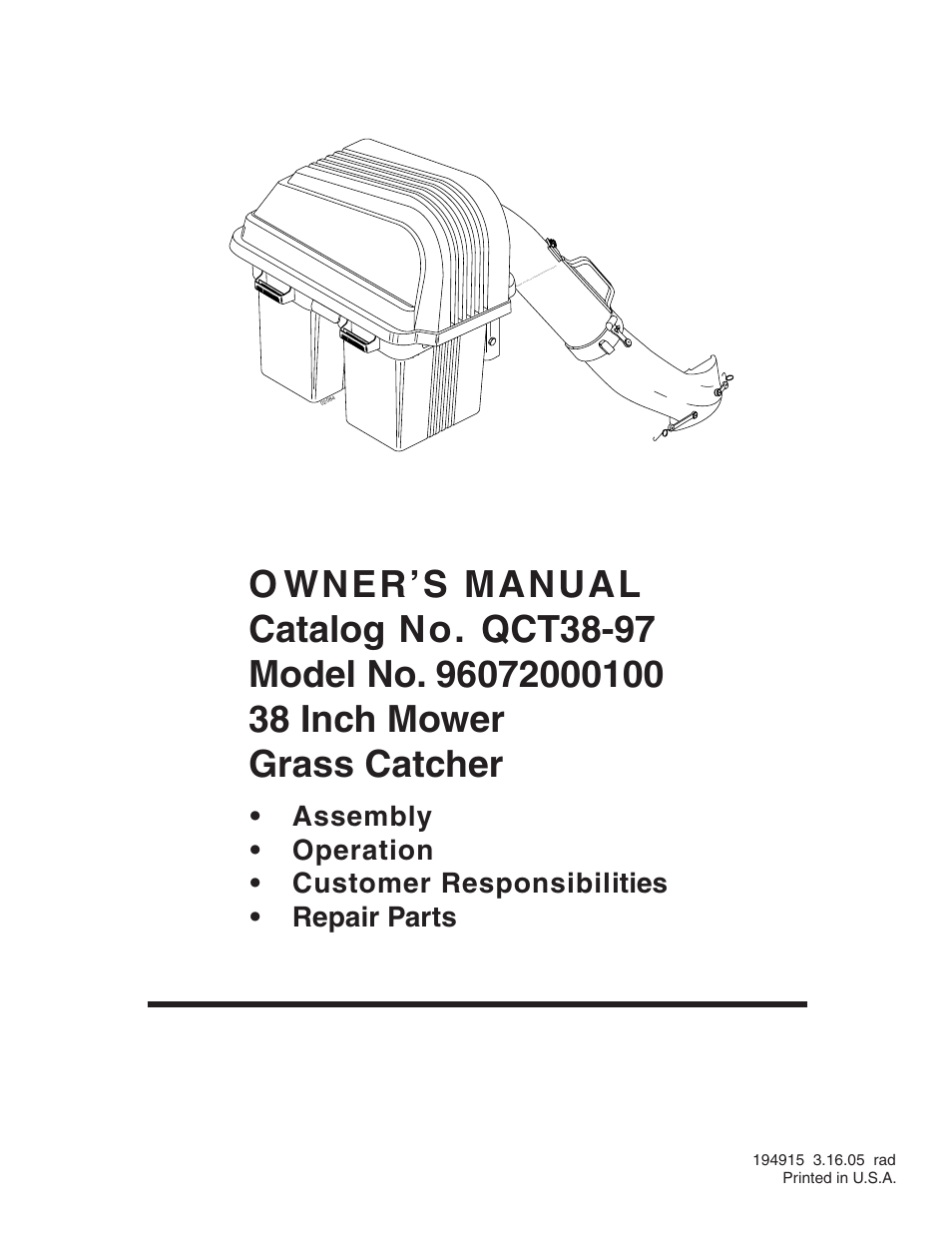 Poulan QCT38-97 User Manual | 11 pages