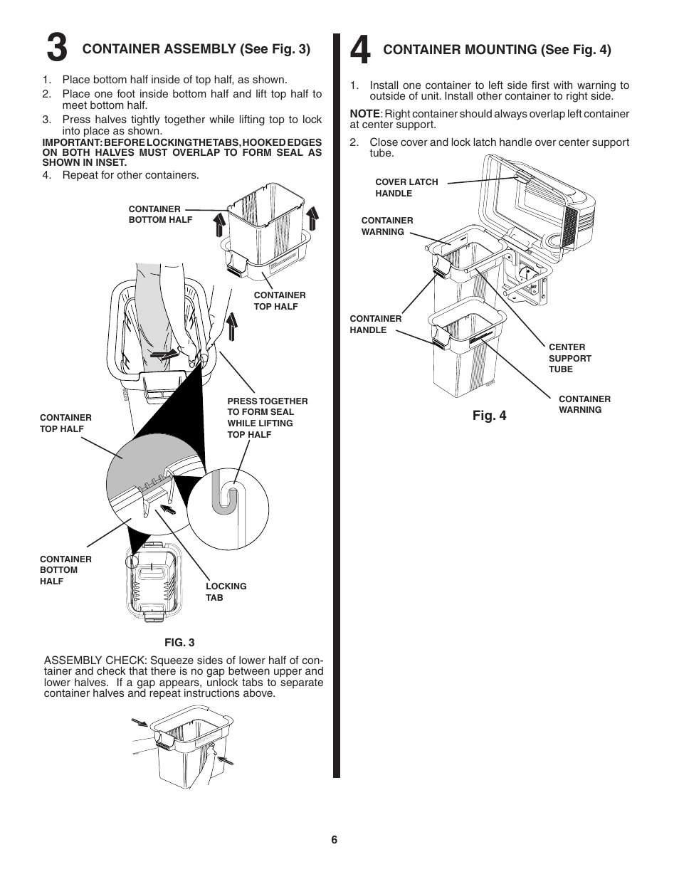 Container mounting (see fig. 4), Fig. 4, Container assembly (see fig. 3) | Poulan QCT38-97 User Manual | Page 6 / 11