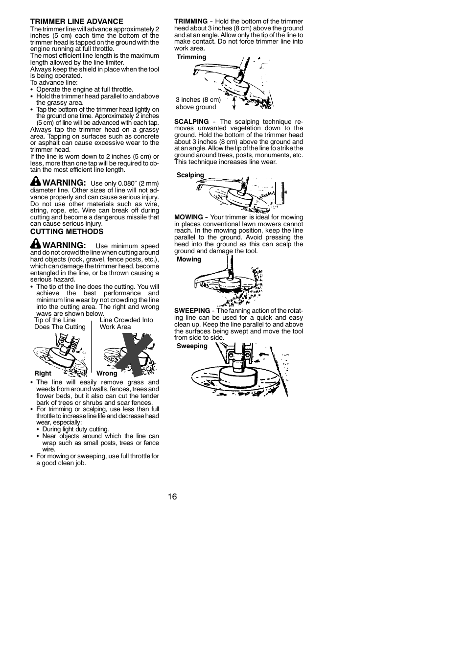 Warning | Poulan Pro PP338PT User Manual | Page 16 / 25