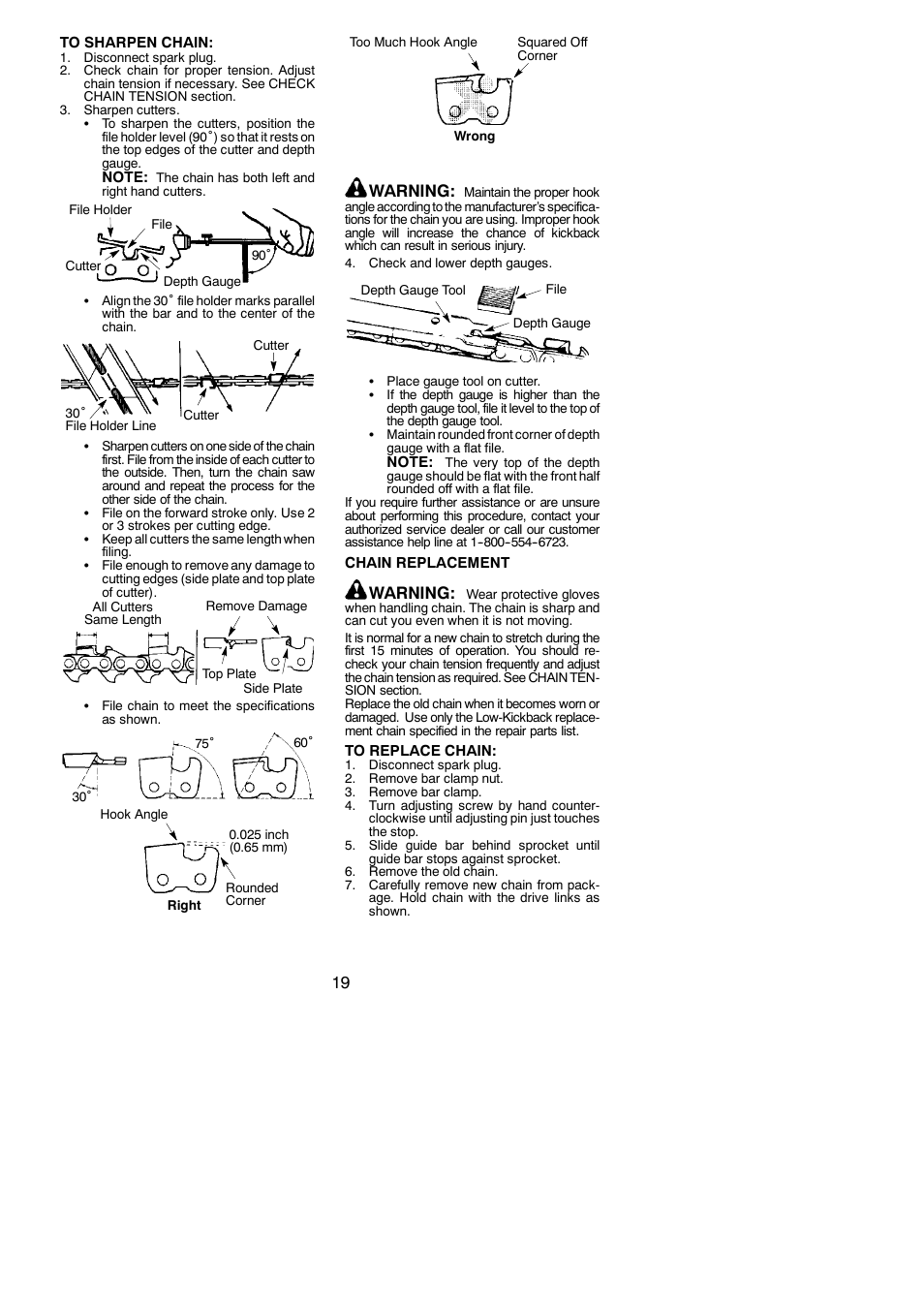 Warning | Poulan Pro PP338PT User Manual | Page 19 / 25