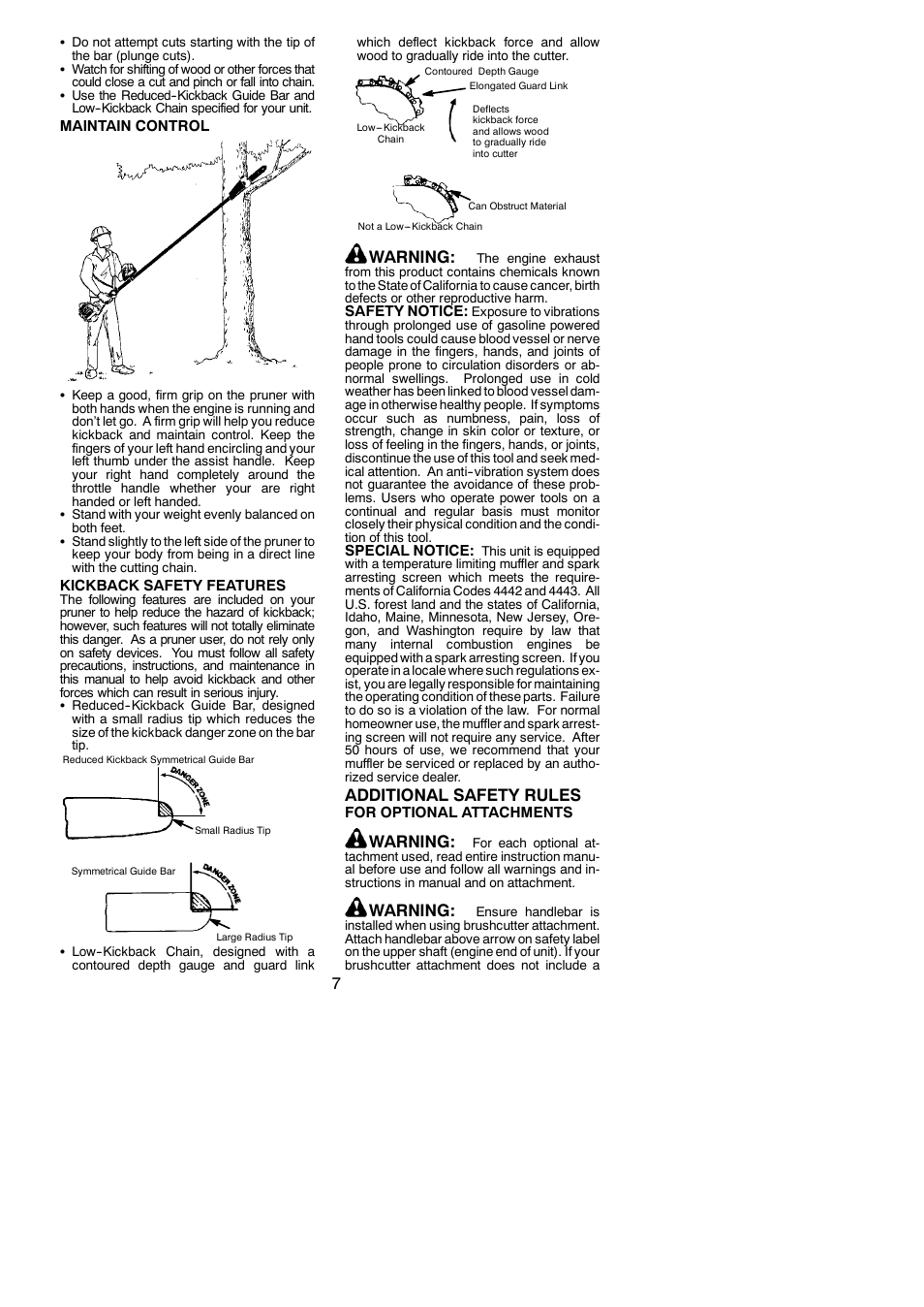 Warning, Additional safety rules | Poulan Pro PP338PT User Manual | Page 7 / 25