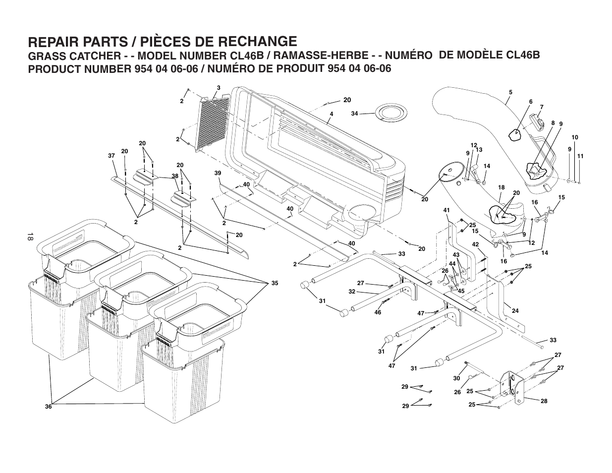 Repair parts / pièces de rechange | Poulan 954 04 06-06 User Manual | Page 18 / 19