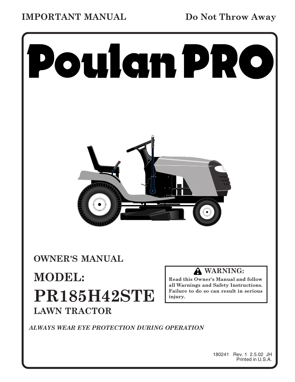 Poulan 180241 User Manual | 48 pages