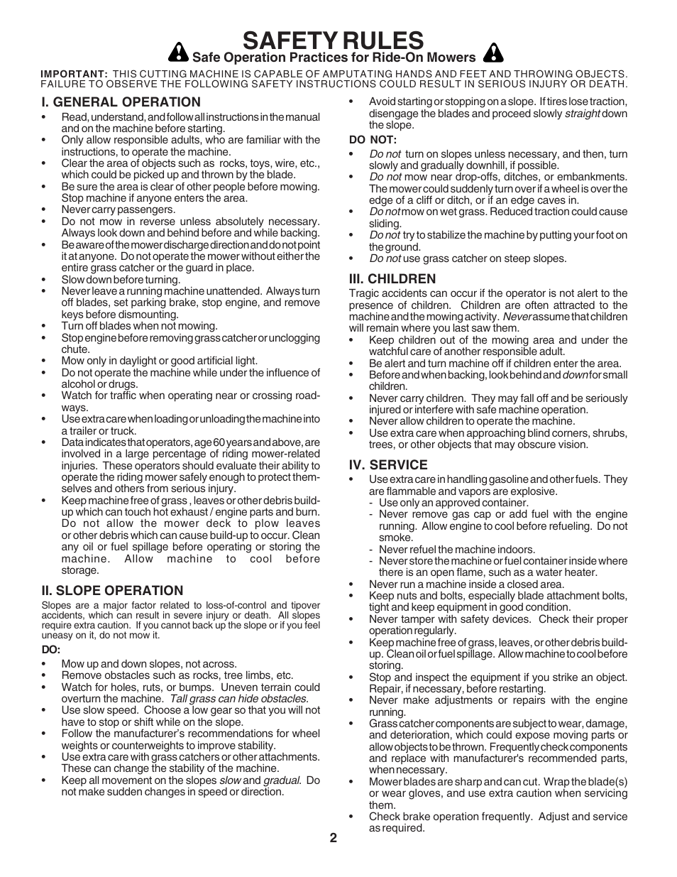 Safety rules | Poulan 180241 User Manual | Page 2 / 48