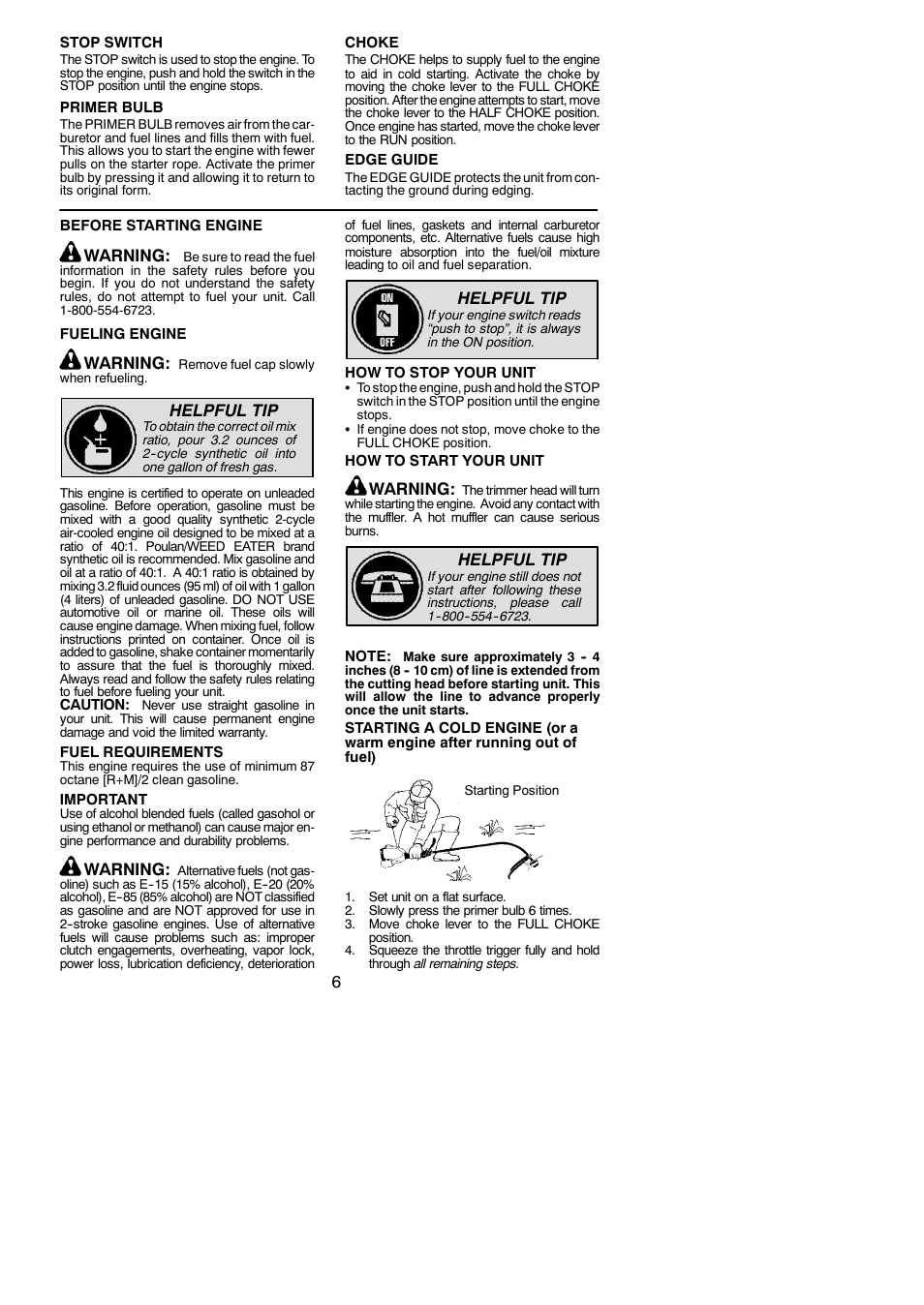 Warning, Helpful tip | Poulan P3500 User Manual | Page 6 / 14