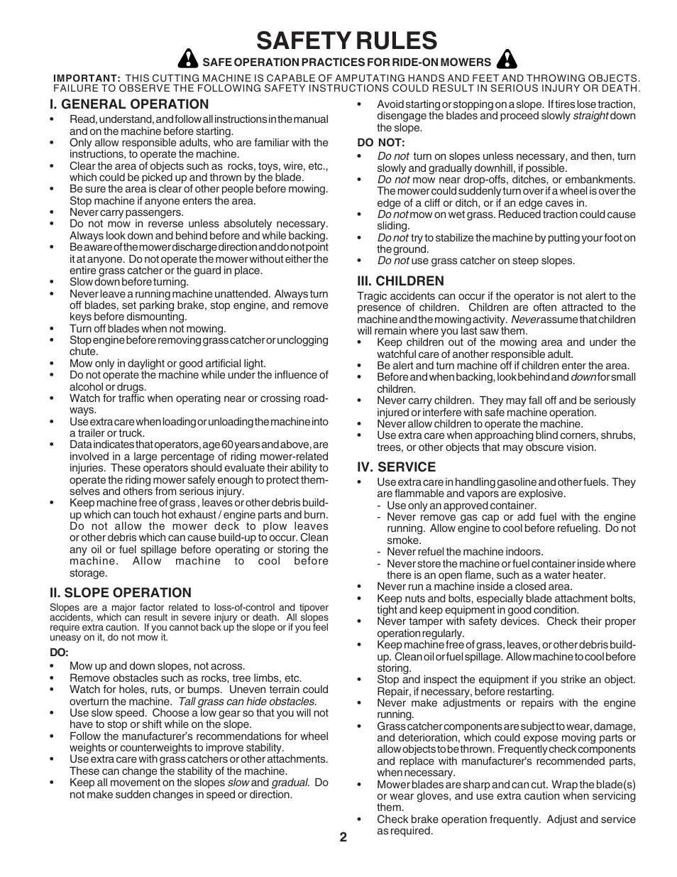 Safety rules | Poulan 182565 User Manual | Page 2 / 48