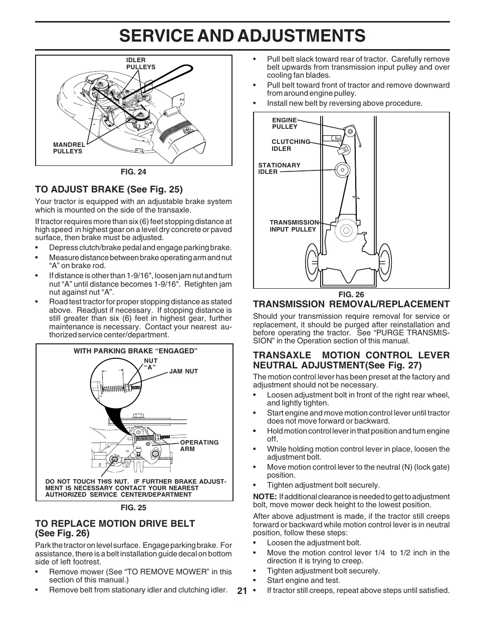 Service and adjustments | Poulan 182565 User Manual | Page 21 / 48