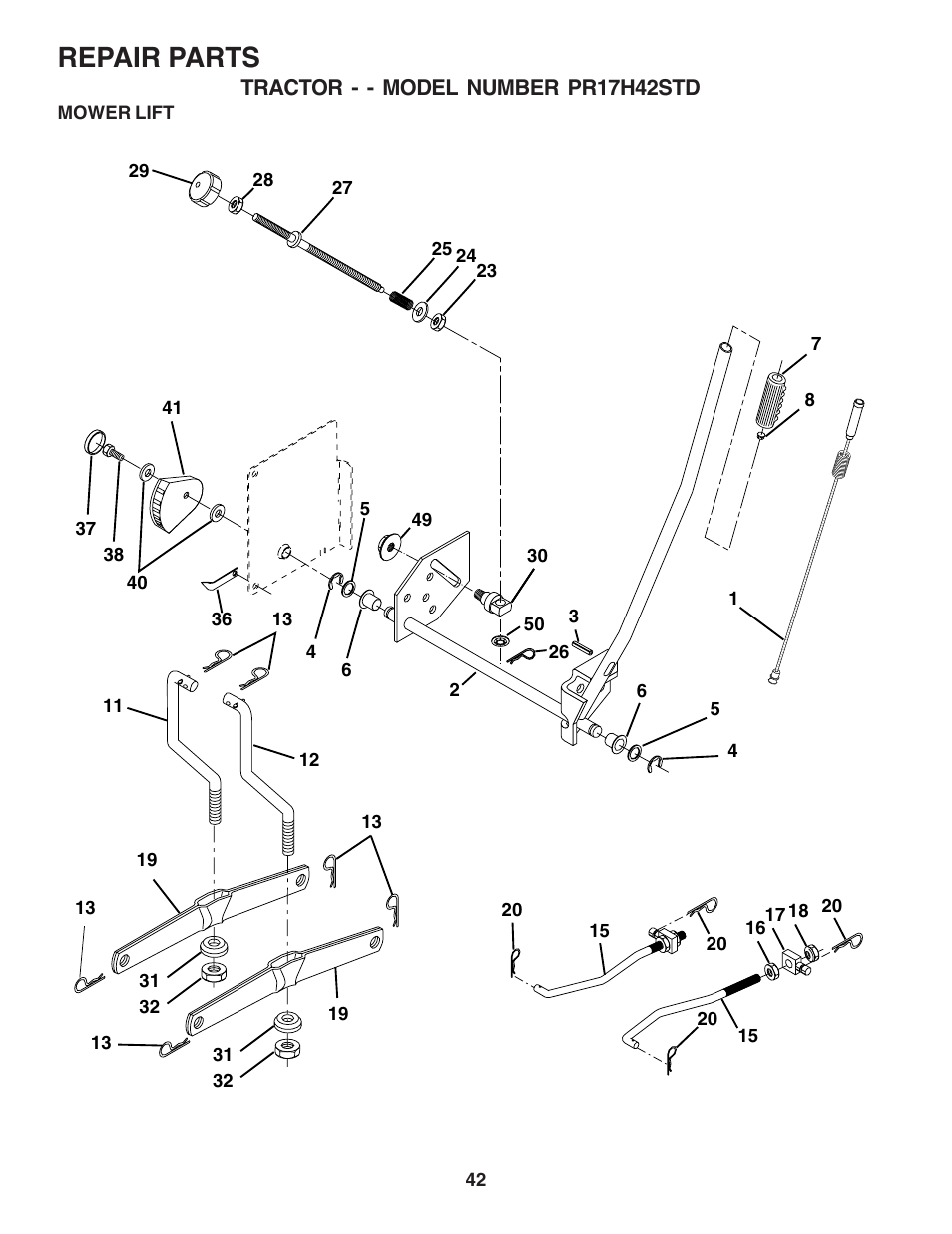 Repair parts | Poulan 182565 User Manual | Page 42 / 48