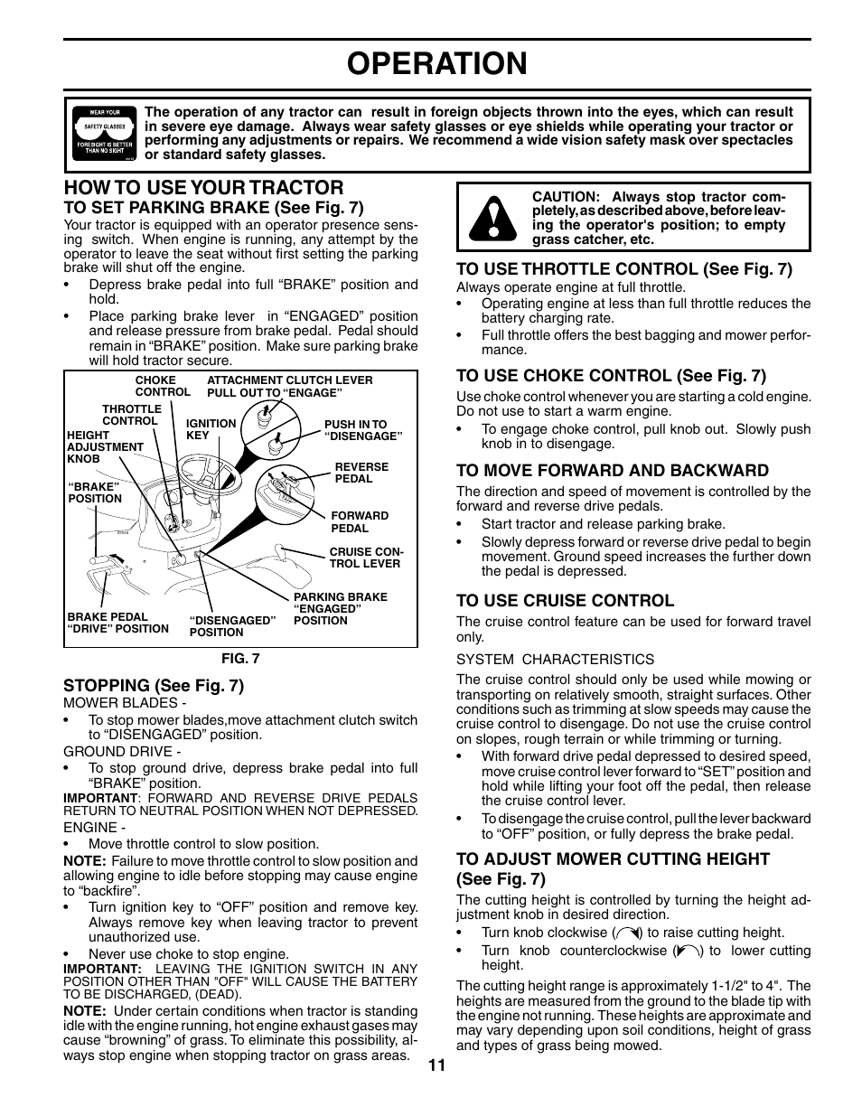 Operation, How to use your tractor | Poulan 186914 User Manual | Page 11 / 48