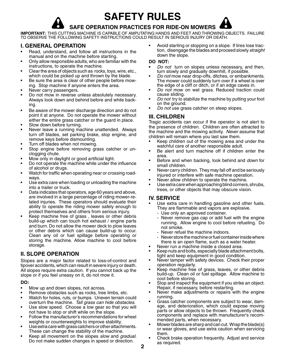Safety rules | Poulan 186914 User Manual | Page 2 / 48