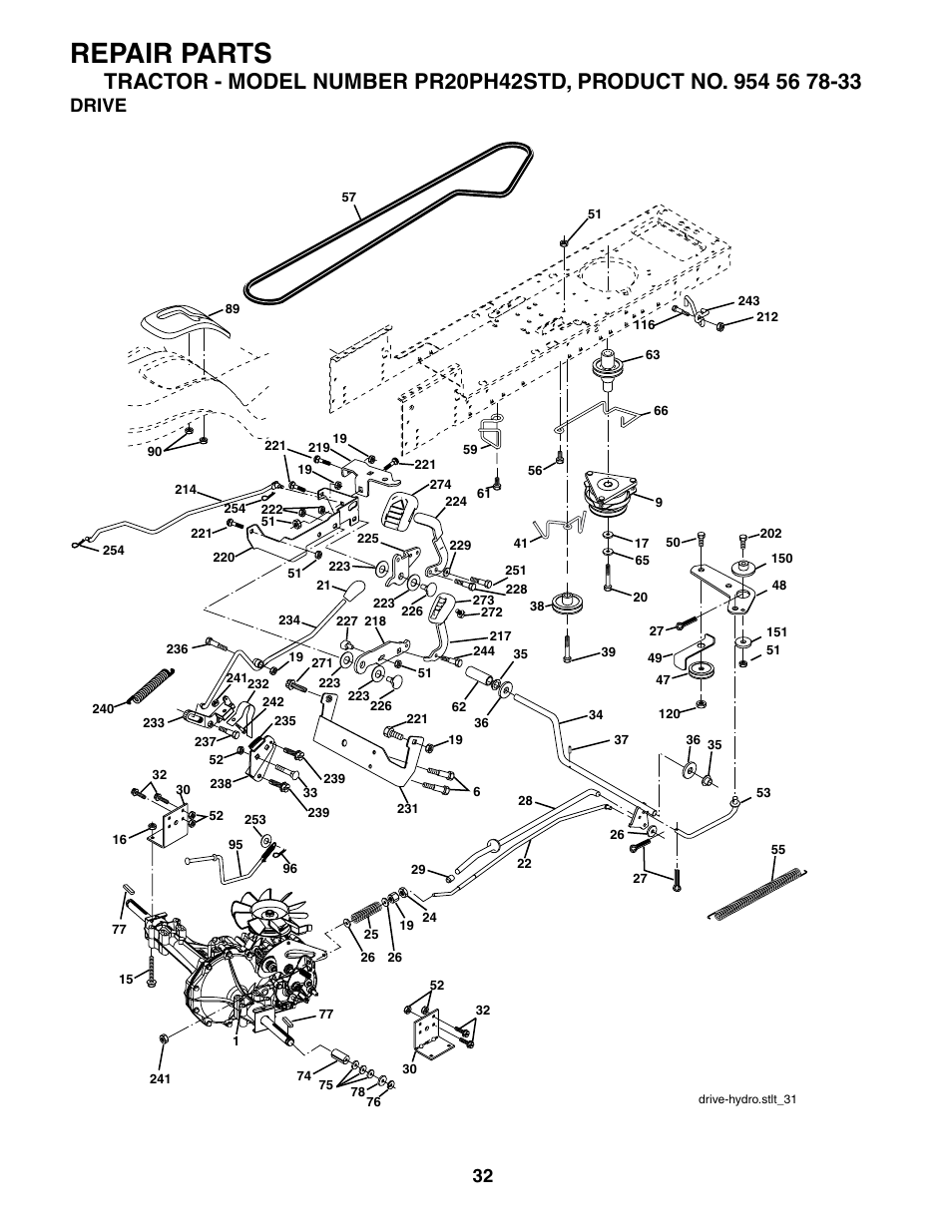 Repair parts, Drive | Poulan 186914 User Manual | Page 32 / 48
