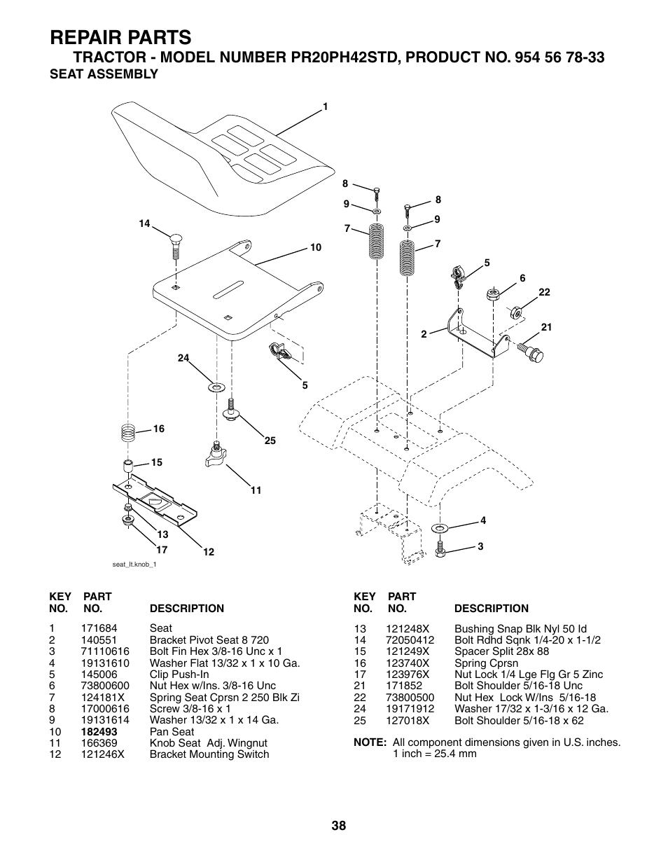 Repair parts | Poulan 186914 User Manual | Page 38 / 48