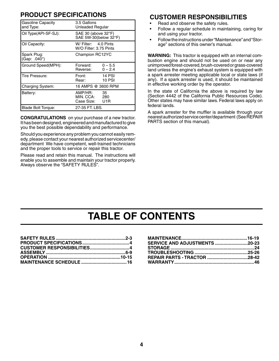 Poulan 186914 User Manual | Page 4 / 48