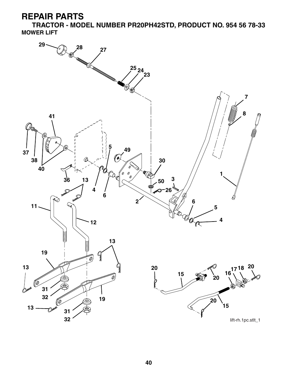 Repair parts | Poulan 186914 User Manual | Page 40 / 48