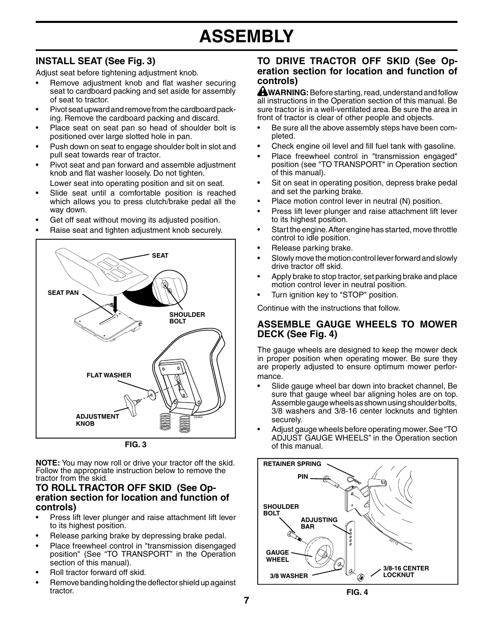 Assembly | Poulan 186914 User Manual | Page 7 / 48