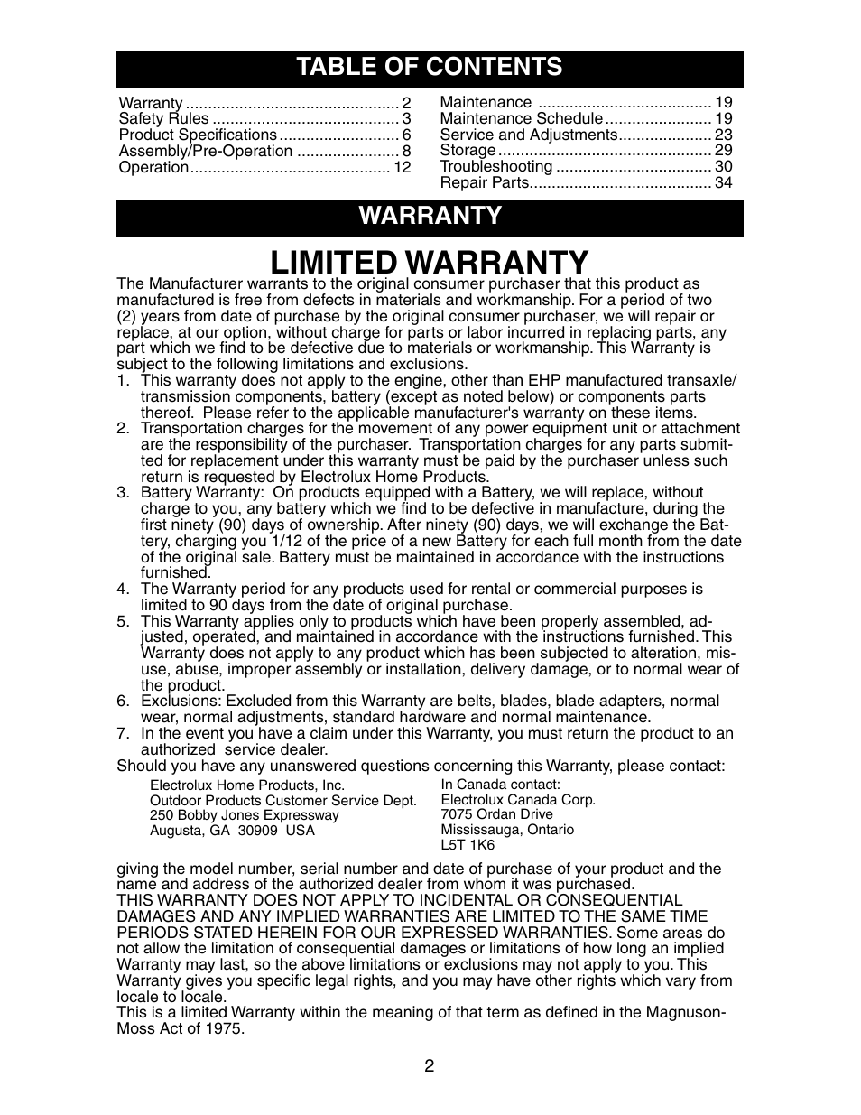 Poulan 191491 User Manual | Page 2 / 33