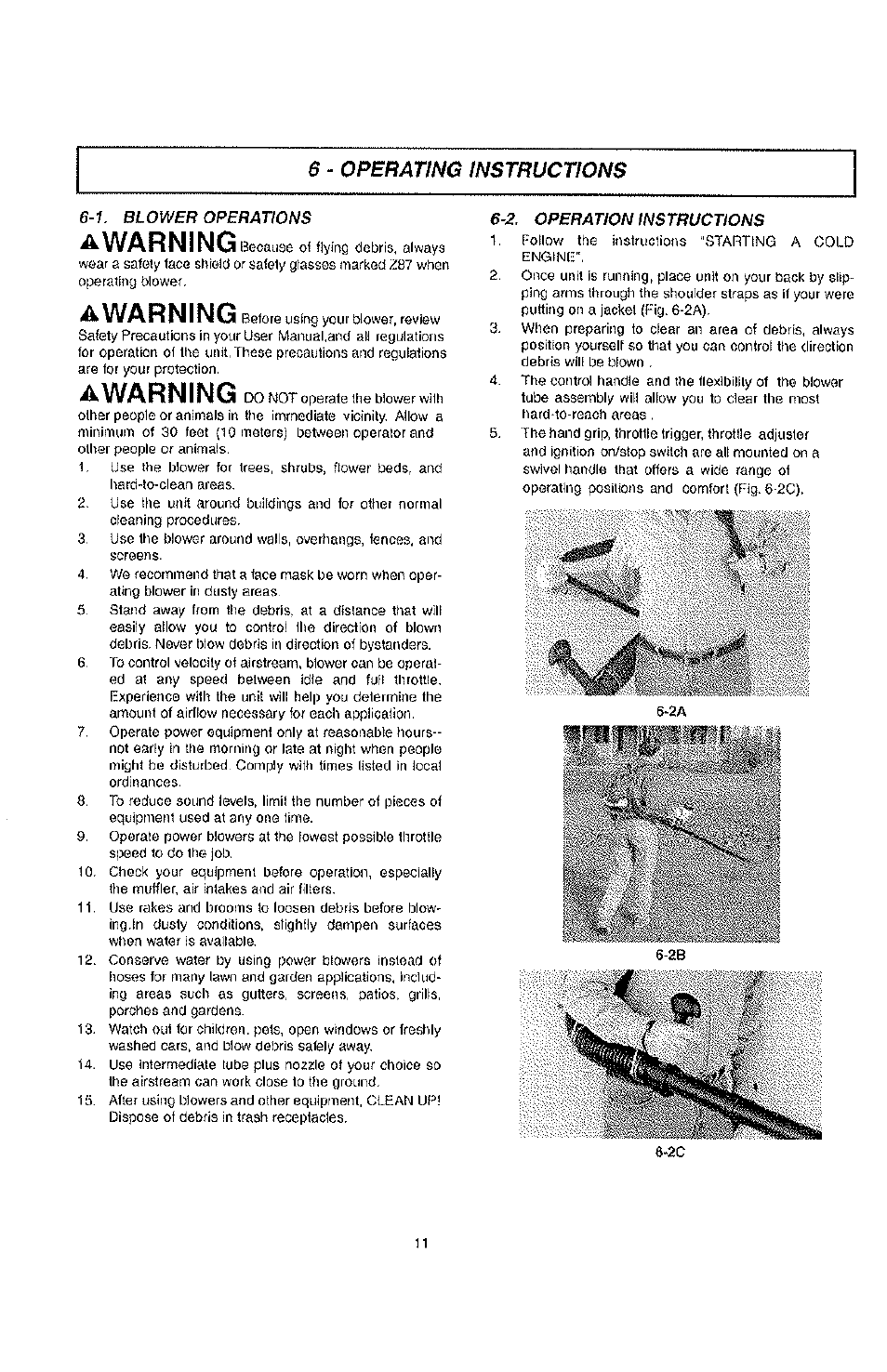 Warning, Awarning, 6 - operating instructions | Poulan PPBP30 User Manual | Page 11 / 18