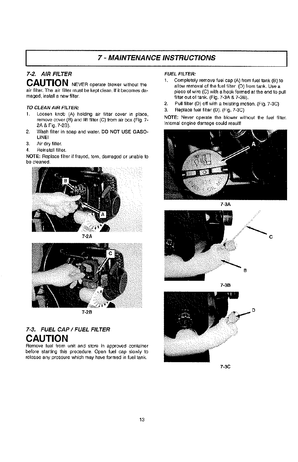 Caution, Maintenance instructions | Poulan PPBP30 User Manual | Page 13 / 18