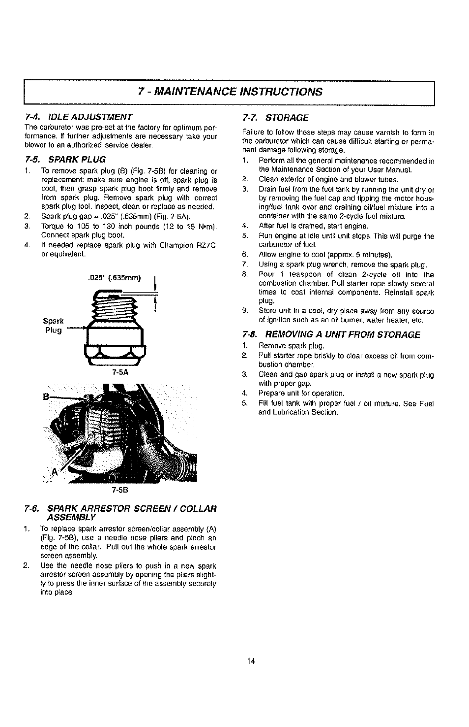 Maintenance instructions | Poulan PPBP30 User Manual | Page 14 / 18