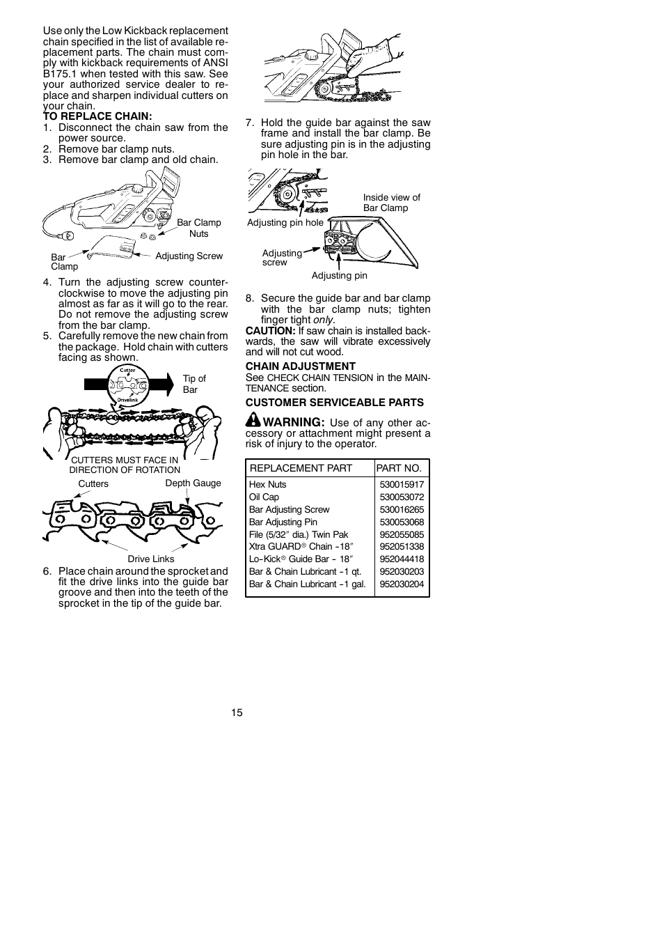 Poulan Pro PP400E User Manual | Page 15 / 17