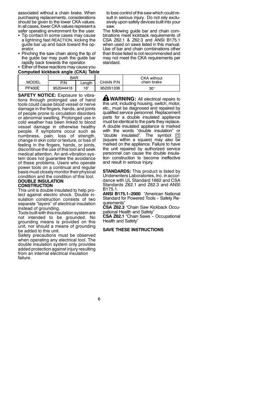 Poulan Pro PP400E User Manual | Page 6 / 17