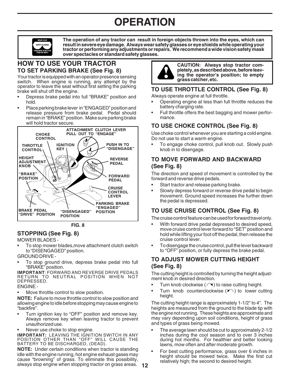 Operation, How to use your tractor | Poulan 183050 User Manual | Page 12 / 48