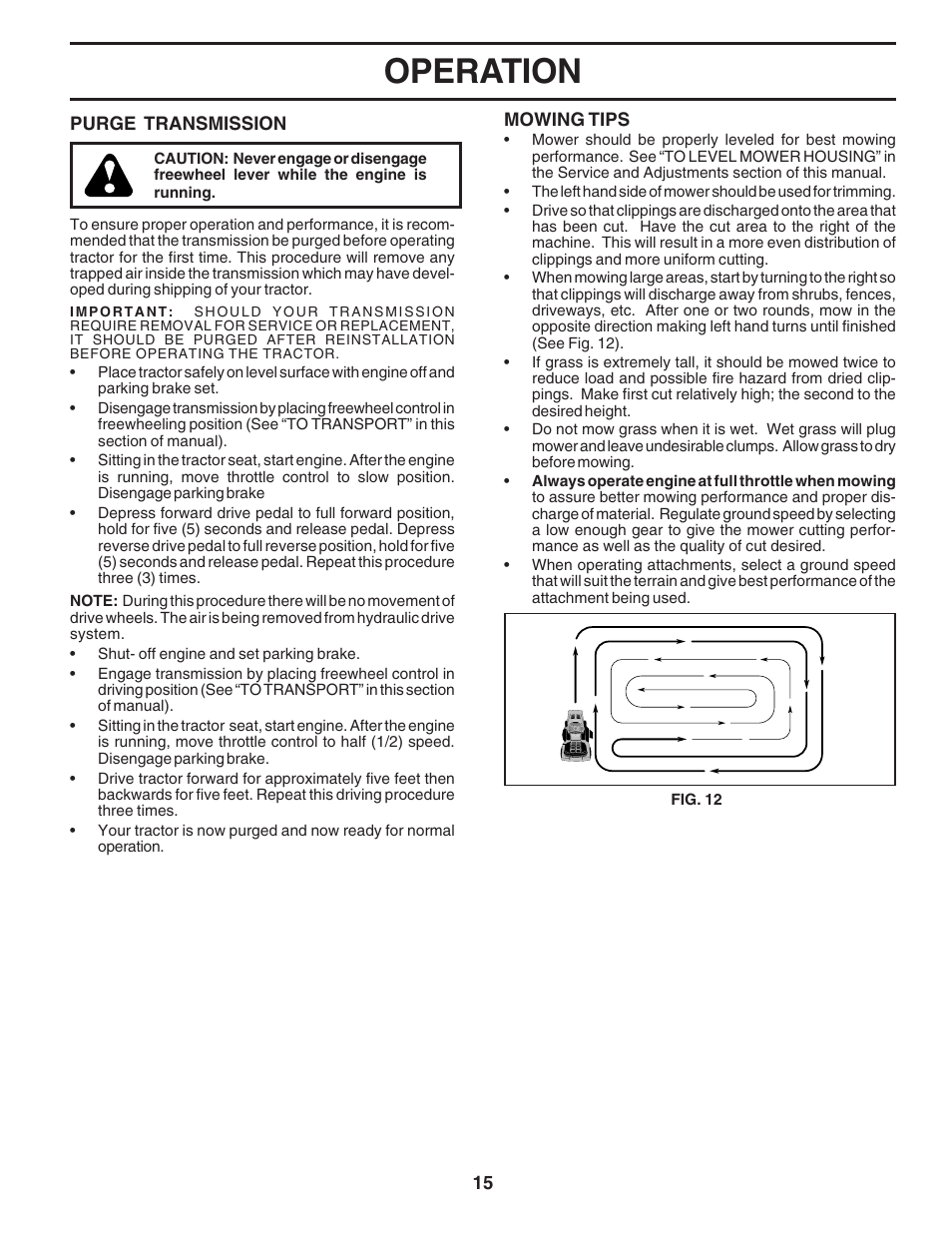 Operation | Poulan 183050 User Manual | Page 15 / 48