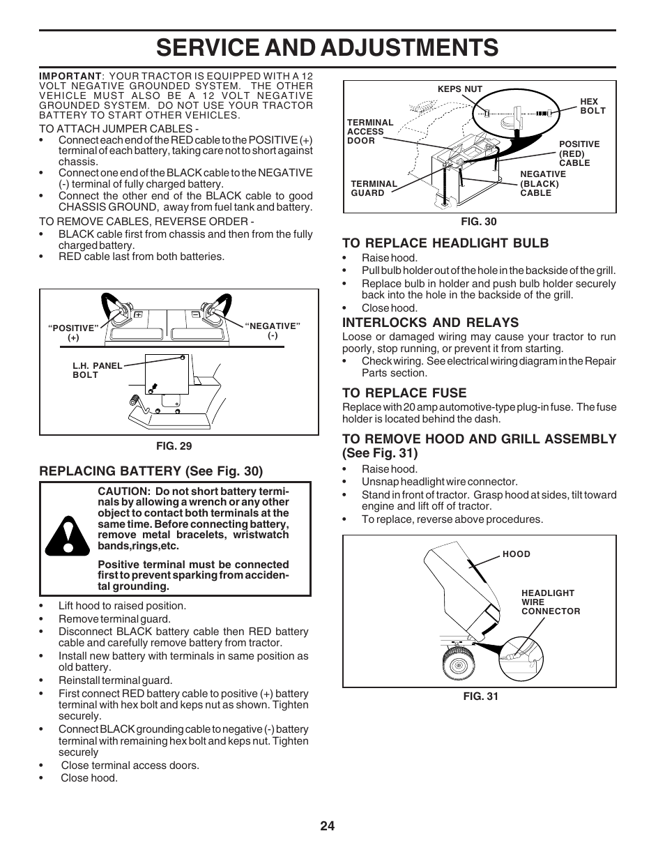Service and adjustments | Poulan 183050 User Manual | Page 24 / 48