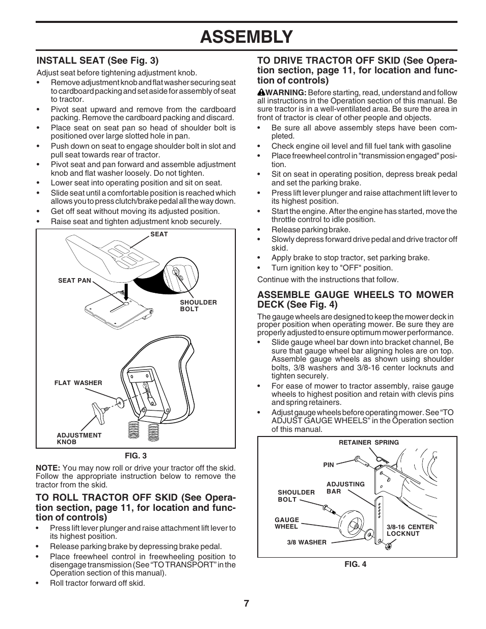 Assembly | Poulan 183050 User Manual | Page 7 / 48