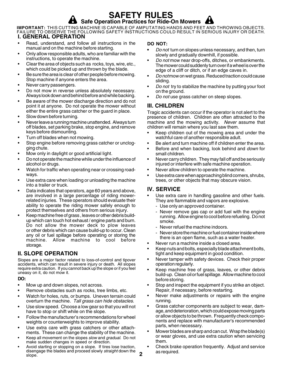 Safety rules | Poulan 179414 User Manual | Page 2 / 48