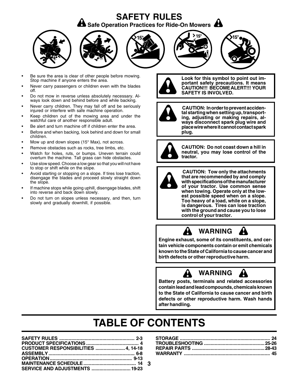 Poulan 179414 User Manual | Page 3 / 48