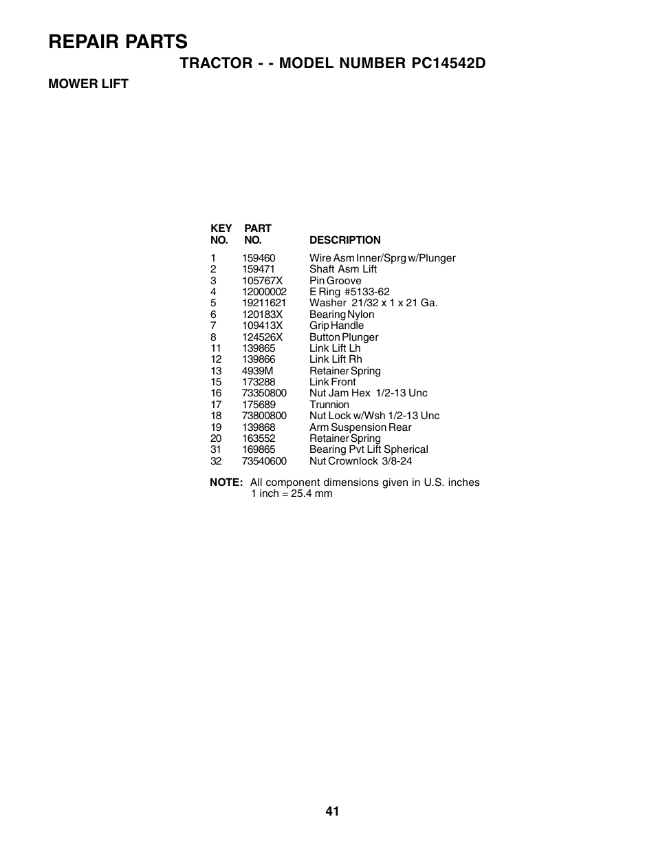 Repair parts | Poulan 179414 User Manual | Page 41 / 48