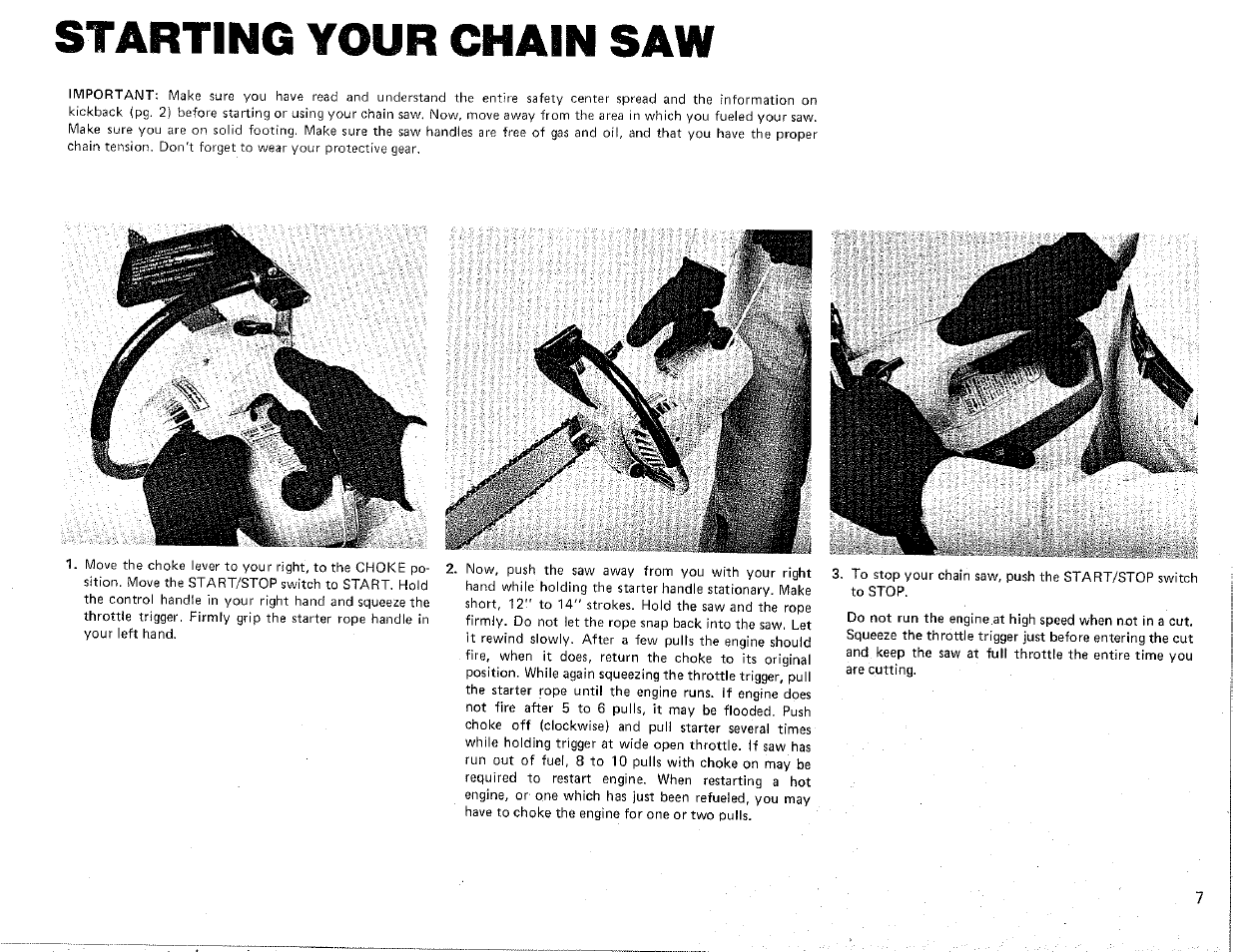 Starting your chain saw | Poulan Chainsaw User Manual | Page 7 / 16