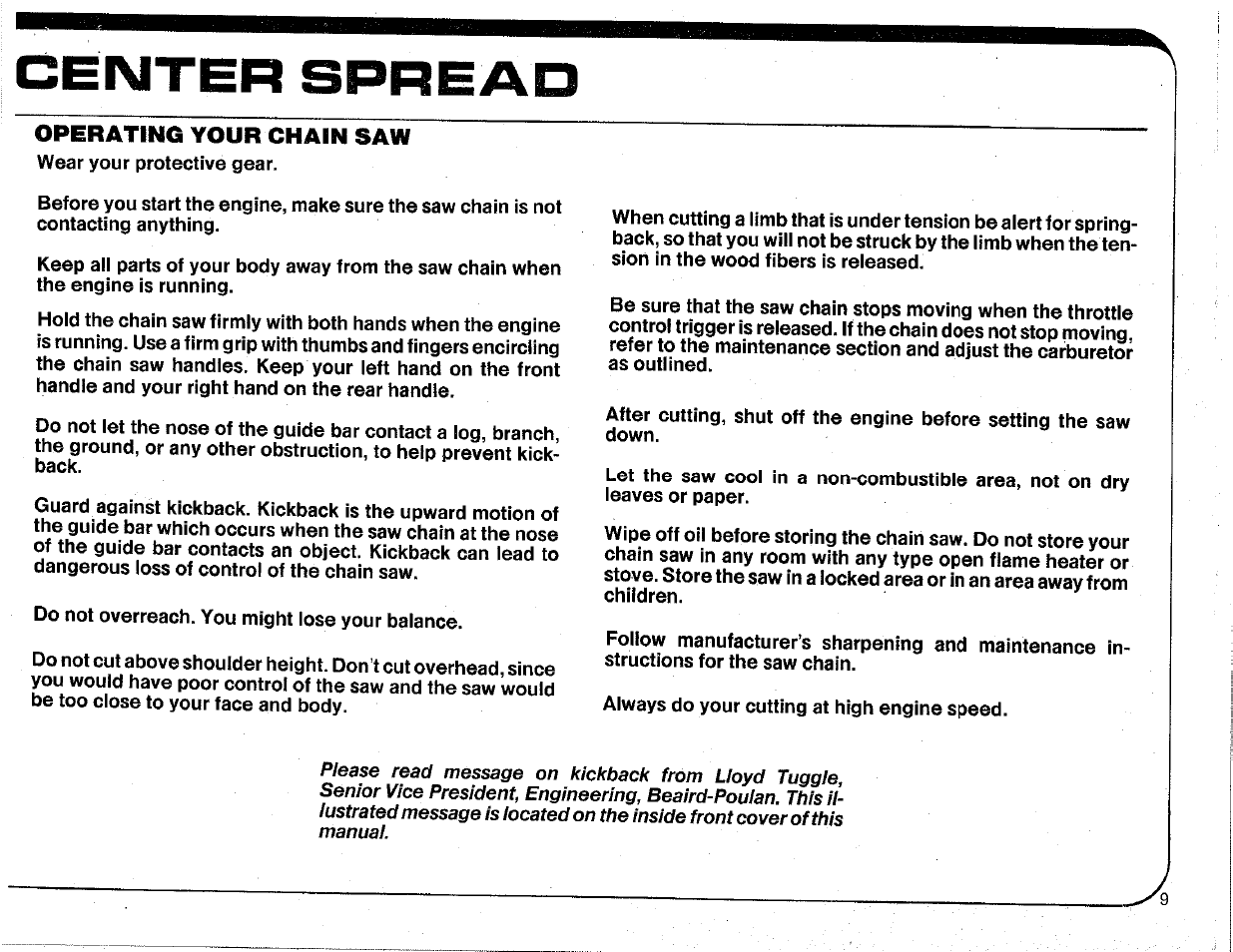 Operating your chain saw | Poulan Chainsaw User Manual | Page 9 / 16